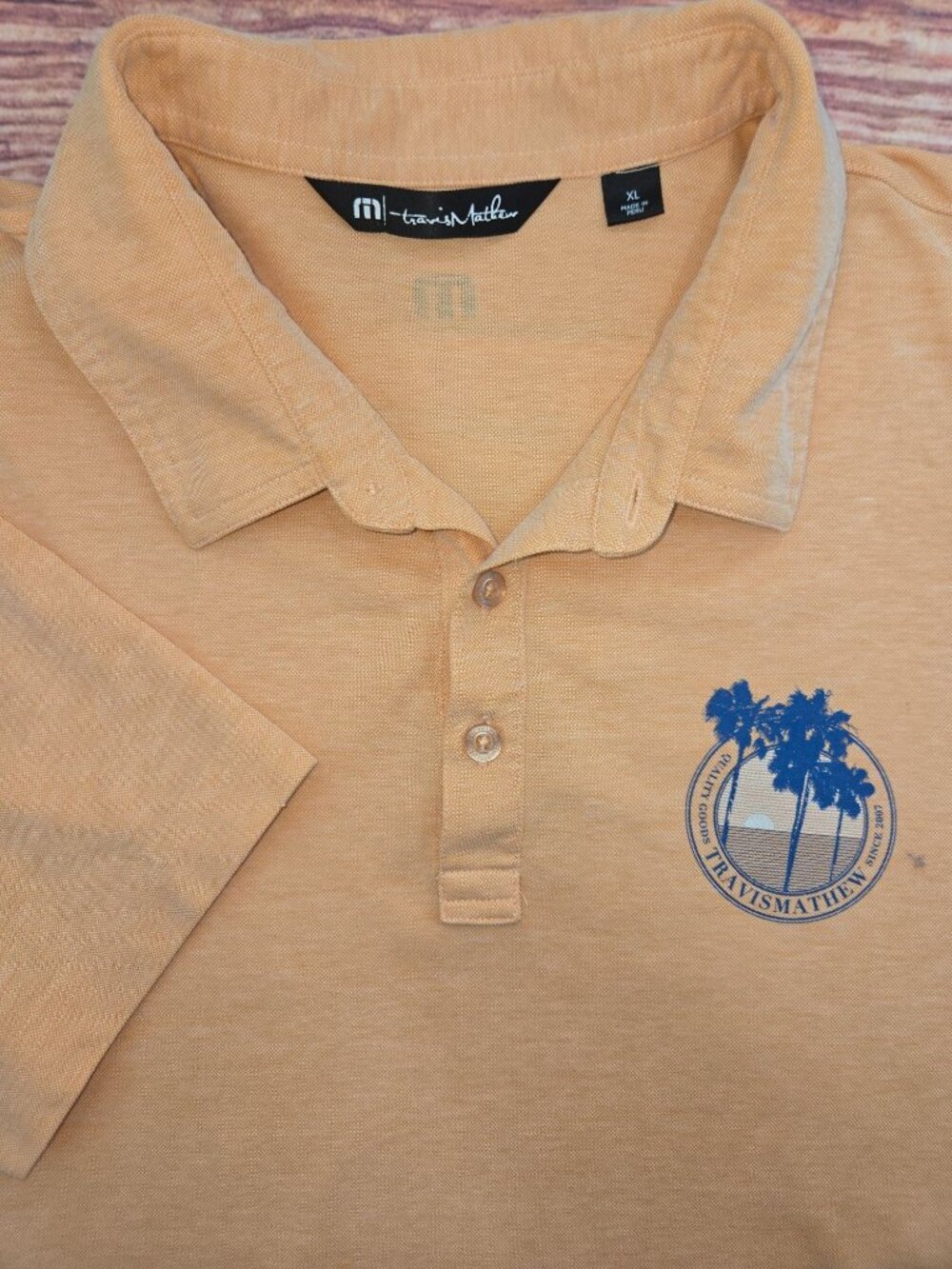Travis Mathew Mens Peach Polo XL  (Tour 19 Logo)